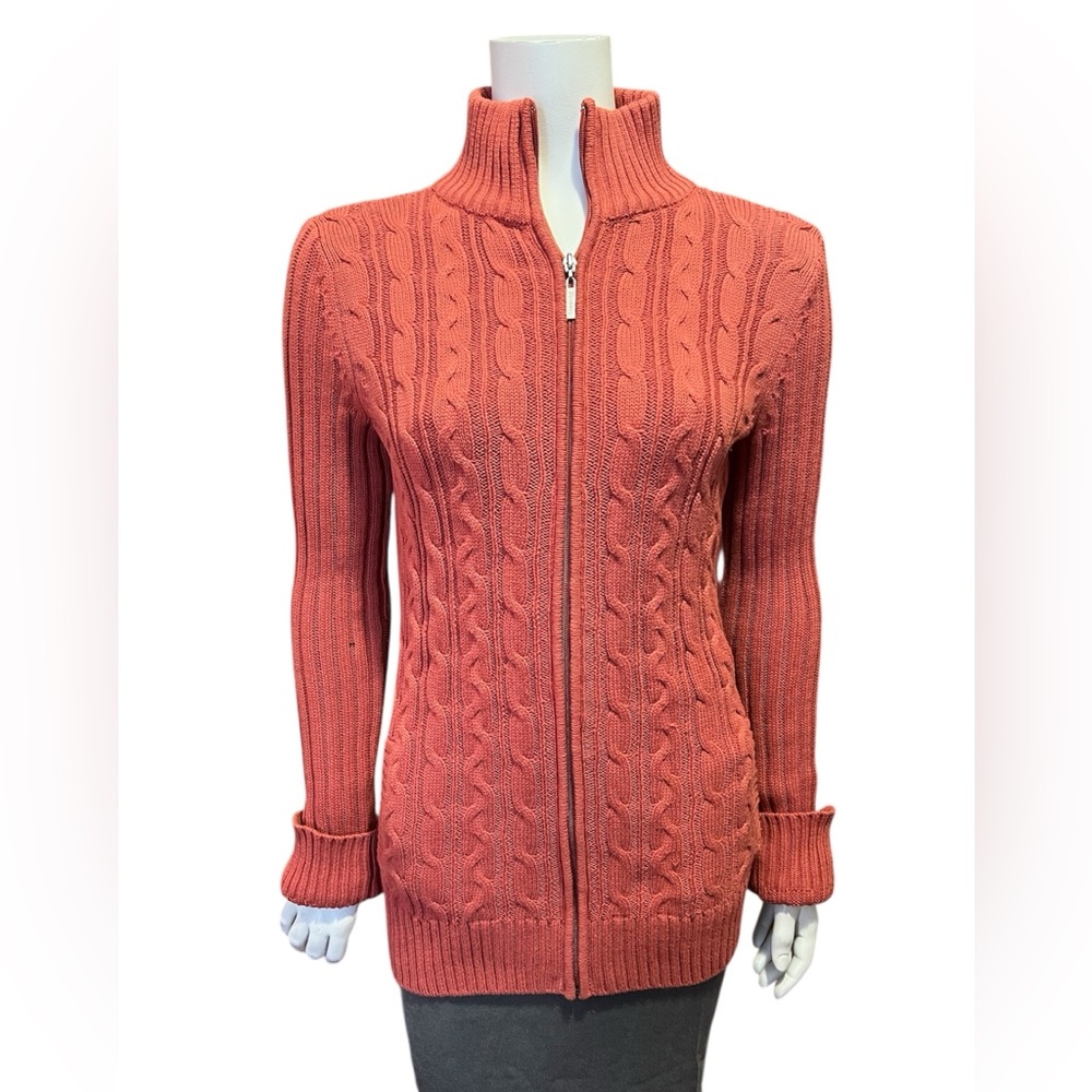 LIZ CLAIBORNE Zip Up Cable Knit Sweater Size Large